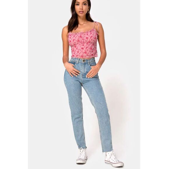 Motel Kalsi Top in Love Bloom Pink Flock Size Small - Picture 3 of 7